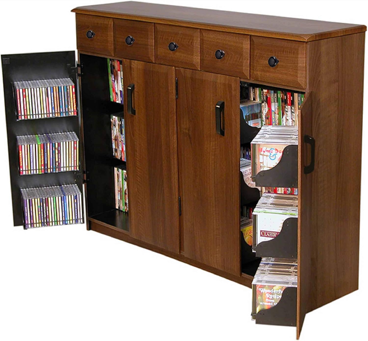 Venture Horizon Media Cabinet with Drawers- Walnut