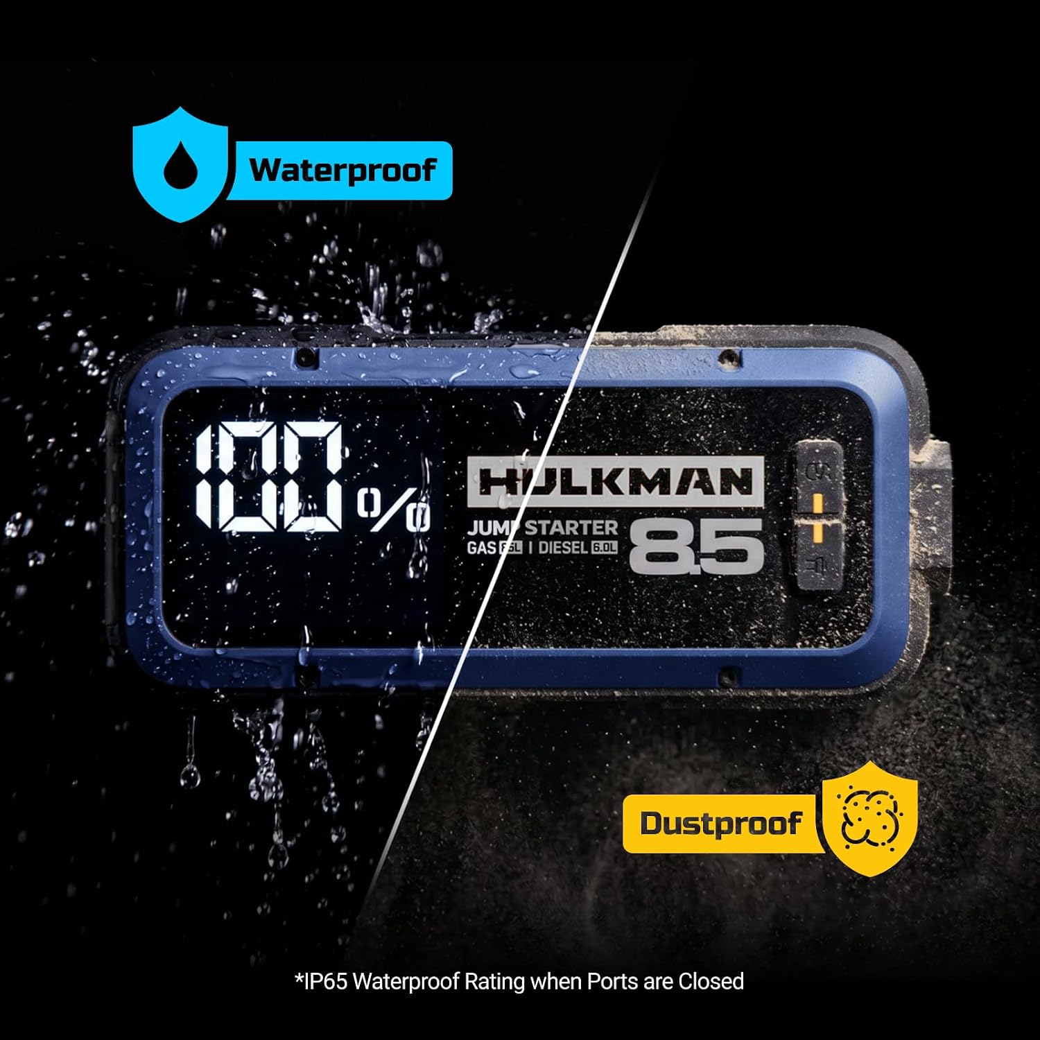 Hulkman Alpha 85 2000A Smart Battery Jumper Starter Portable for 12V Vehicles, Car Starter Jump Box with 65W Fast Charger, 3.3" LED Display