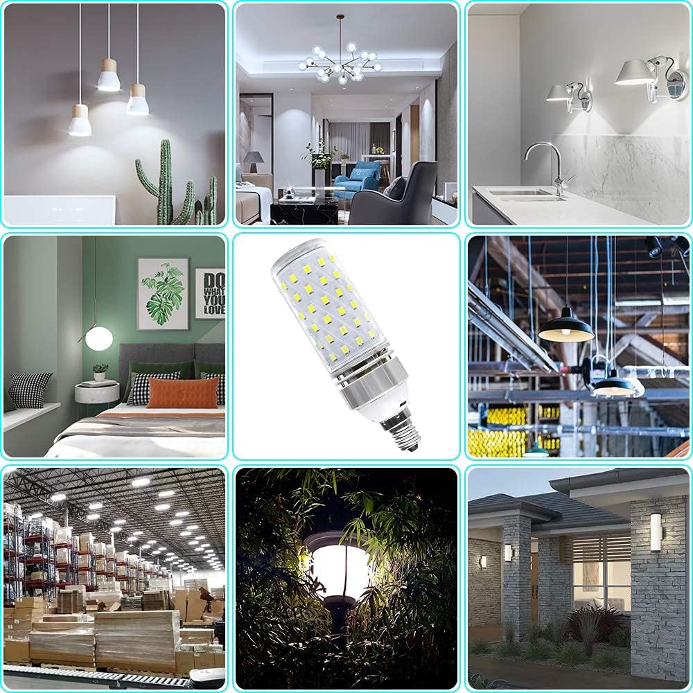 LEDLightsWorld Super Bright E12 LED Corn Bulbs, 16W 1500LM Bulbs, Daylight White 6000K Lights, CRI80+, 120W Incandescent Bulb Equivalent