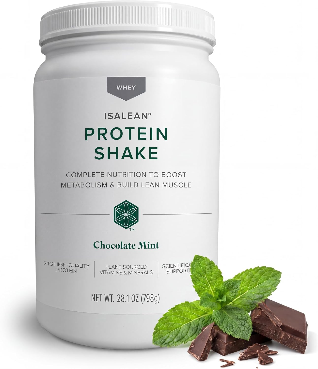 IsaLean Protein Shake - Complete Nutrition for Maintaining Healthy Weight & Lean Muscle Growth Enhanced with MCT Oil - 24 Vitamins & Minerals - 28.1 oz - 14 Meal Canister - Creamy Chocolate