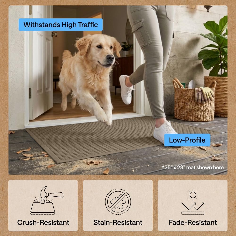 GORILLA GRIP® HydroABSORB Door Mat for Indoor Outdoor Use, 29x17 Black