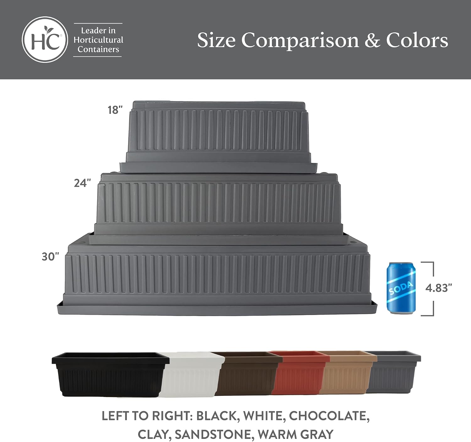 The HC Companies Venetian Window Planter Box w/Drain Plug - Long Planter Box for Windowsills, Balconies & More - Plastic Rectangular Outdoor Planters for Herbs & Flowers (18" Clay, Pack of 1)