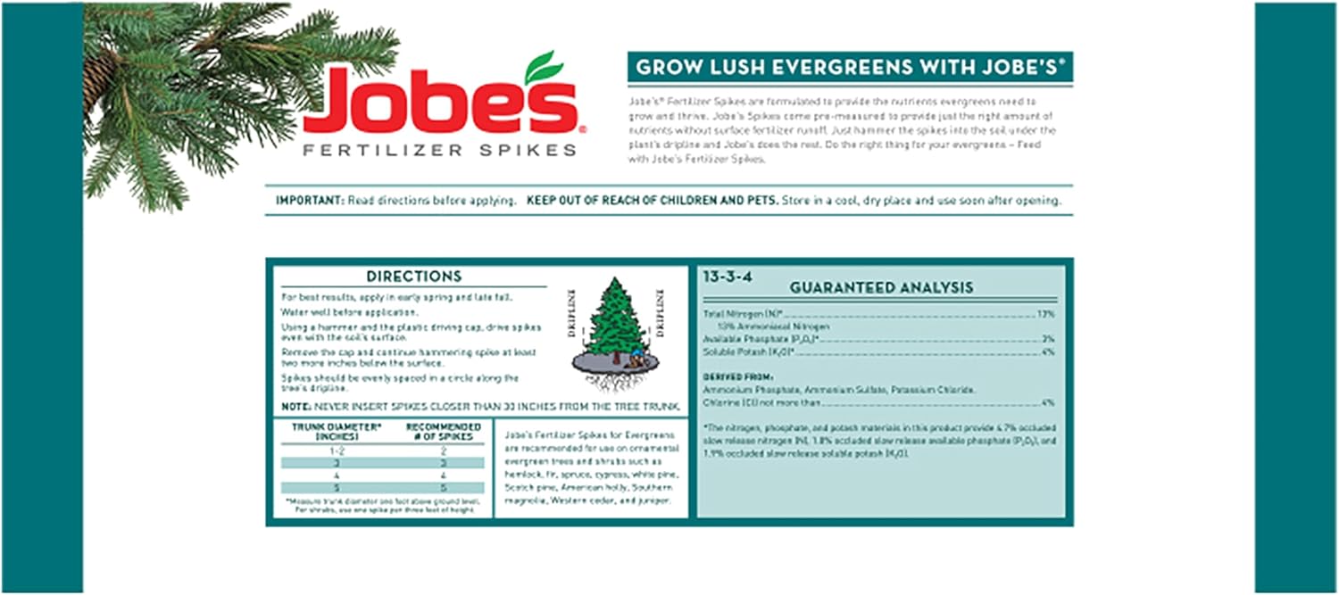 Jobe’s Slow Release Tree and Shrub Fertilizer Spikes, Easy Plant Care for Oak, Maple, Dogwood, Boxwood, and Many More Acid Loving Trees and Shrubs, 9 Count