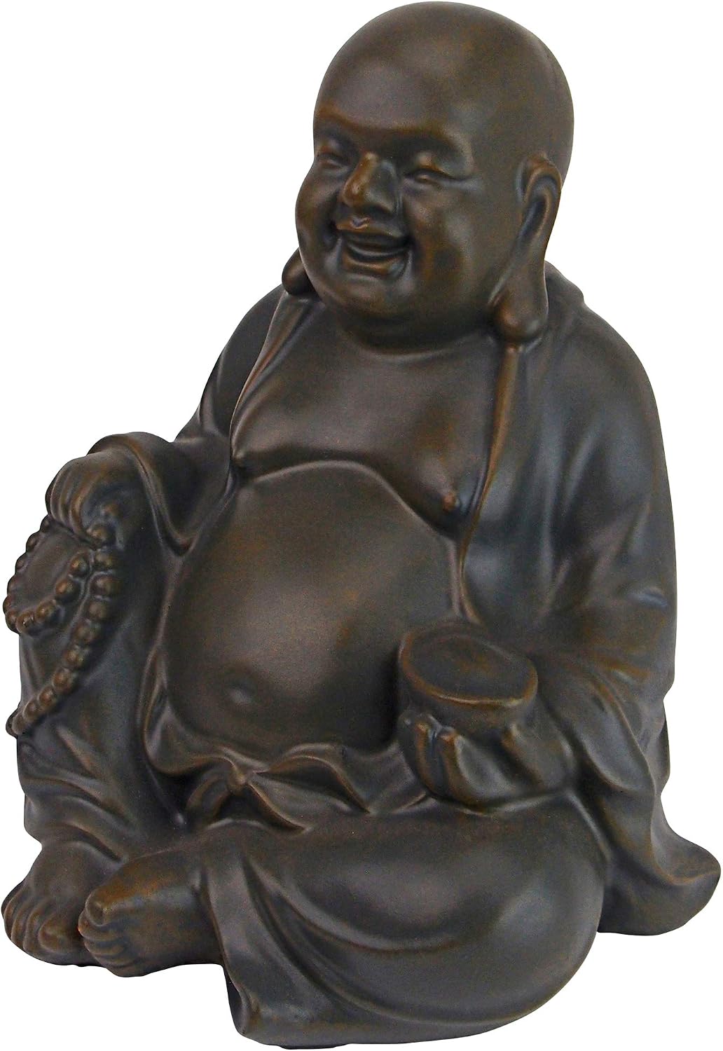 Design Toscano Jolly Hotei Laughing Man Asian Decor Indoor/Outdoor Garden Statue, 26 inches tall, Cast Stone Resin, Two Tone Stone Finish
