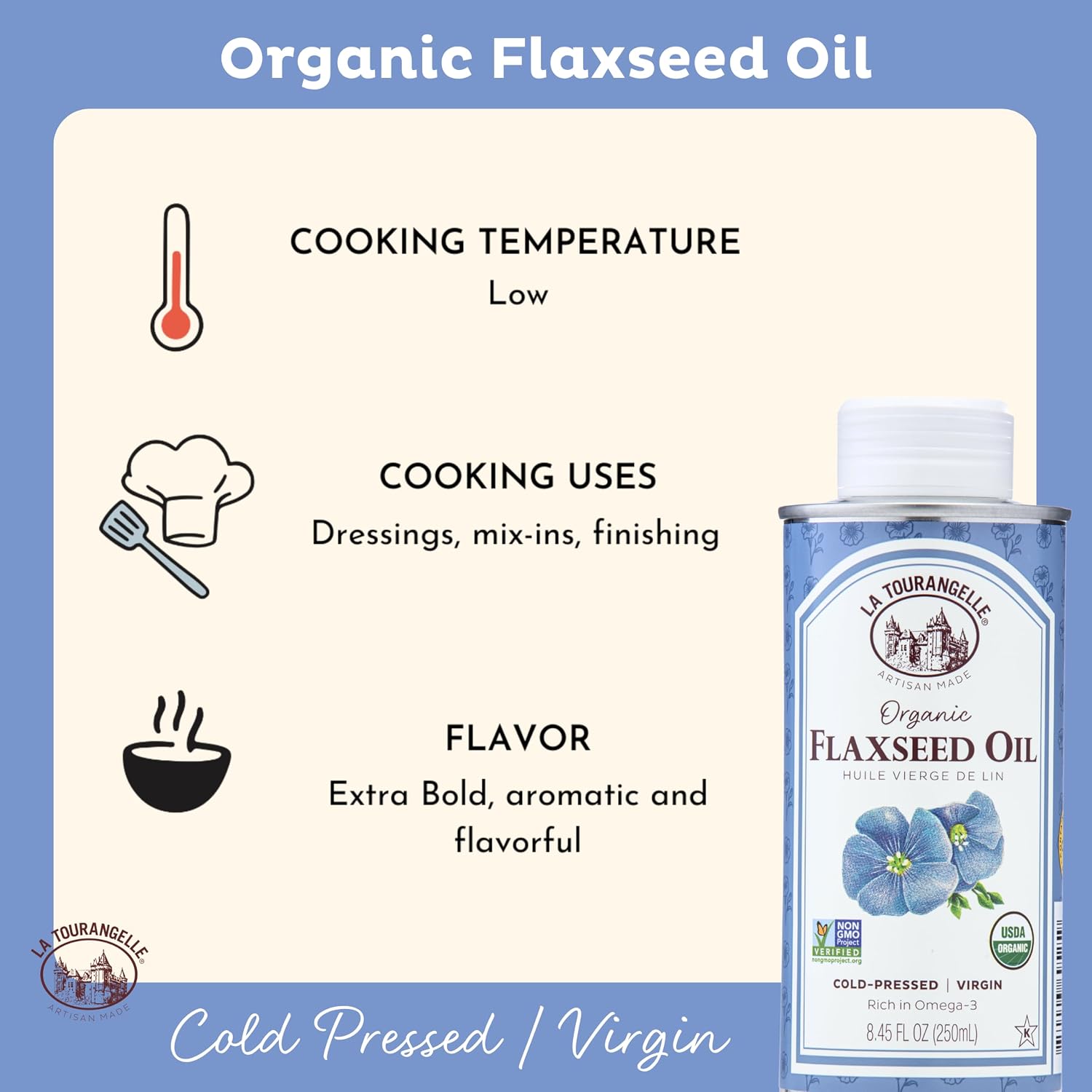La Tourangelle Toasted Pumpkin Seed Oil, for Cooking, Dressings, 8.45 fl oz | Made Using Traditional Styrian Techniques, Great for Pastas and Spreads, Health and Beauty Oil, Gluten Free, Non-GMO
