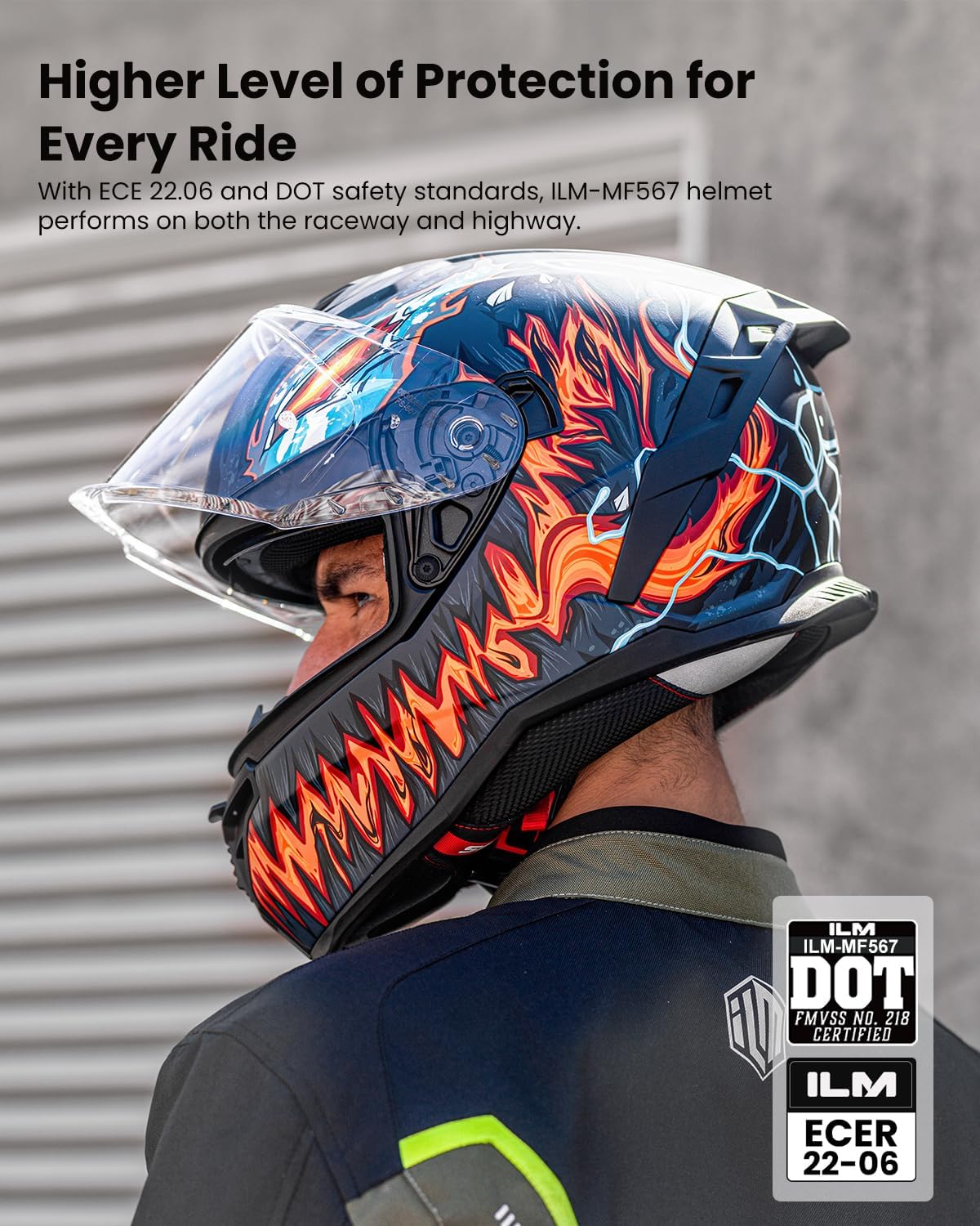 ILM Motorcycle Helmets DOT ECE Dual Visor Street Racing Helmet Full Face Powersports Cascos for Men Women Model MF567(Cobra Camaleon Gold, L)