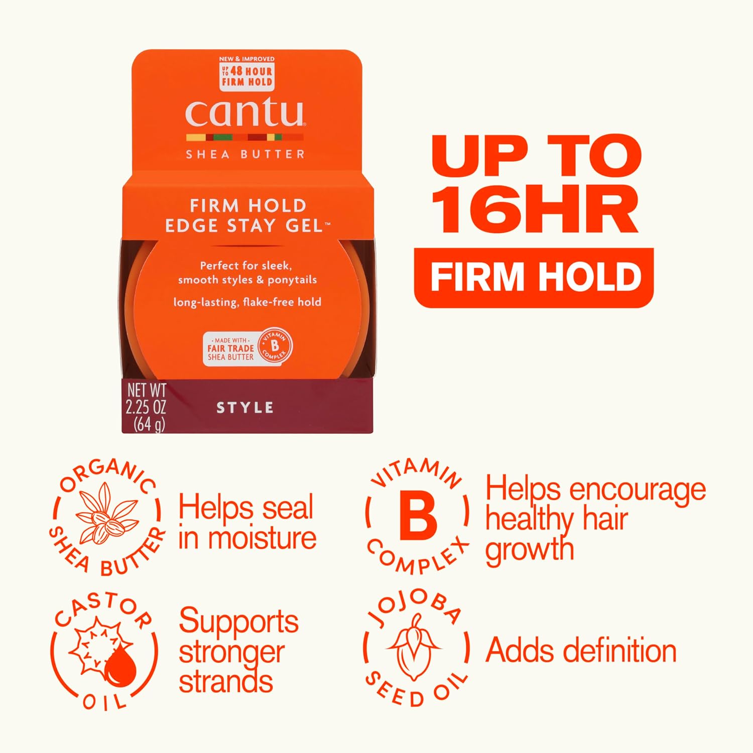 Cantu Natural Hair Styling Gel Stay Extreme Hold Tube, 8 Oz
