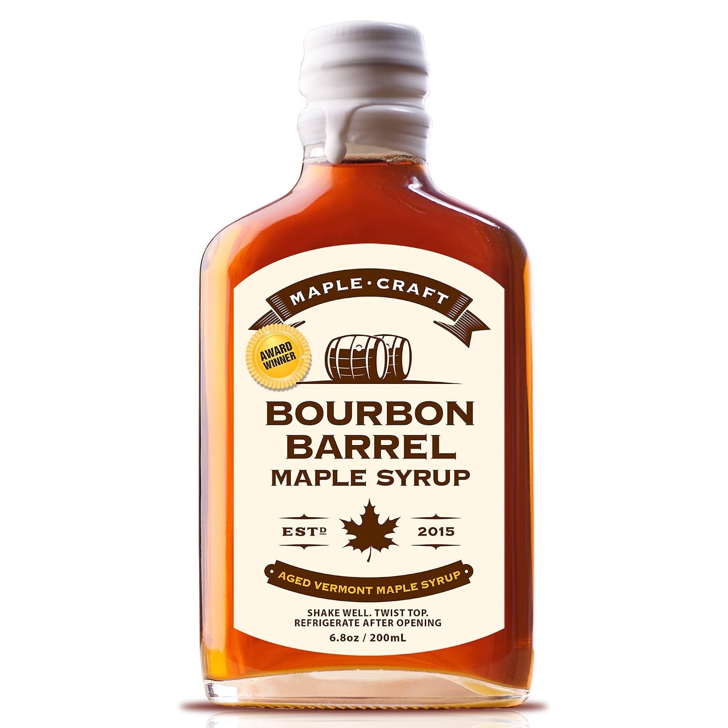 Maple Craft Foods Salted Caramel Maple Syrup – Organic Vermont Maple Syrup with Natural Caramel Flavor & Salt, Gourmet Flavored Syrup for Pancakes, Coffee, Baking and Desserts, 6.8 oz