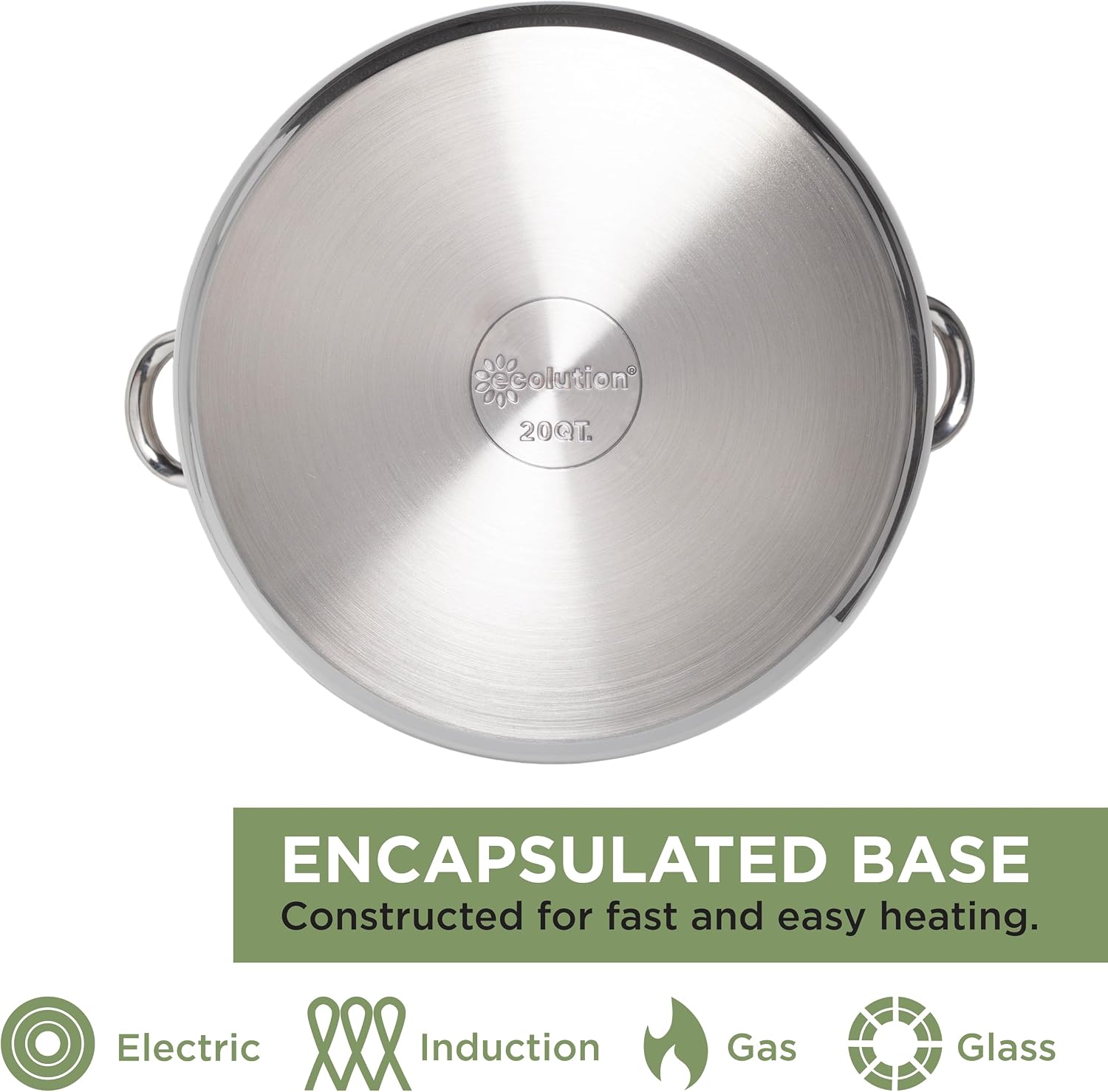 Ecolution Stainless Steel Sauce Pan, Encapsulated Induction Ready Cooking Pot with Glass Lid, Oven Safe, Dishwasher Safe Soup Pot, 2-Quart