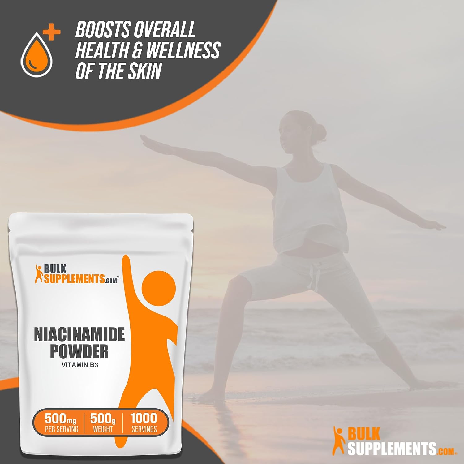 BulkSupplements.com Niacinamide Powder - Vitamin B3 Powder, Niacinamide Supplement, Niacinamide 500mg - B3 Vitamins for Skin, Gluten Free, 500mg per Serving, 1kg (2.2 lbs) (Pack of 1)