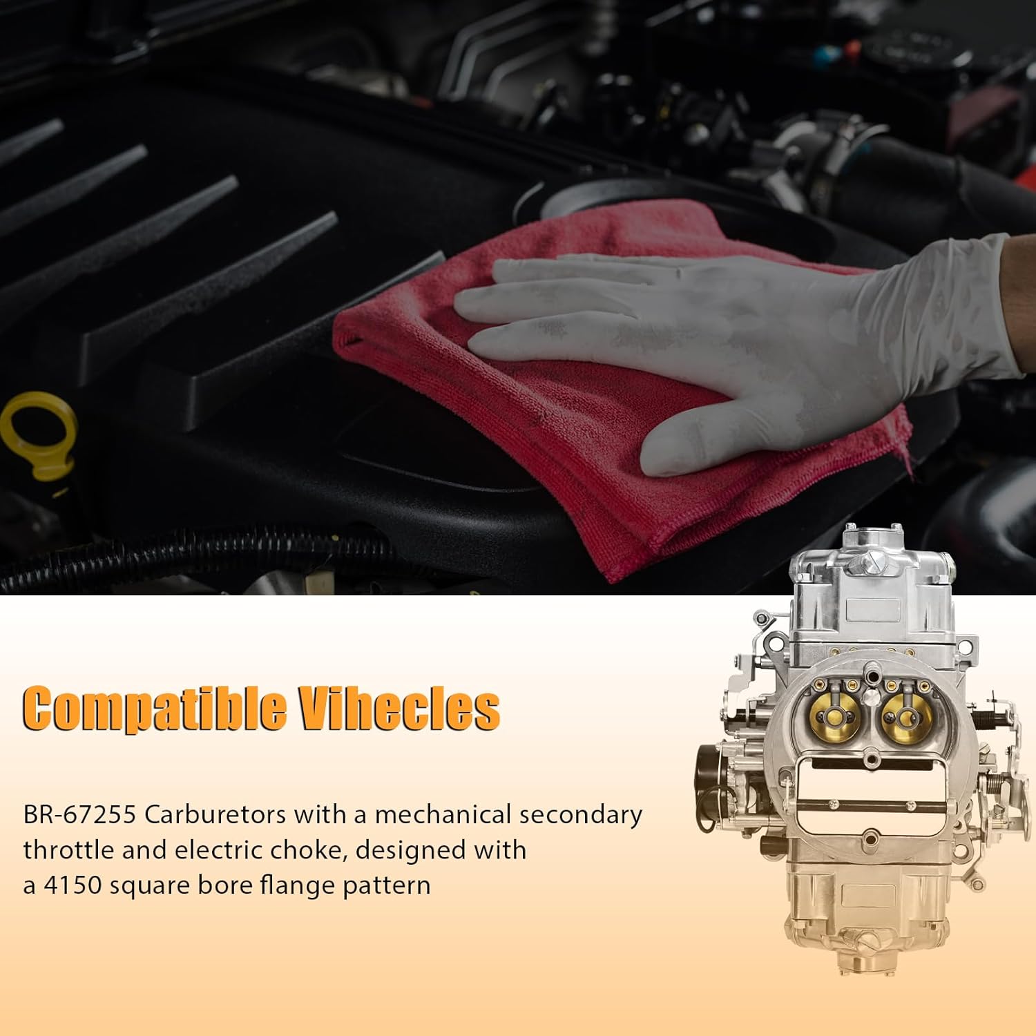 BR-67255 Carburetor 650 CFM 4 Barrel 4150 Model Carburetor Compatible with Holley Quick Fuel Brawler Diecast Carburetors with Mechanical Secondaries