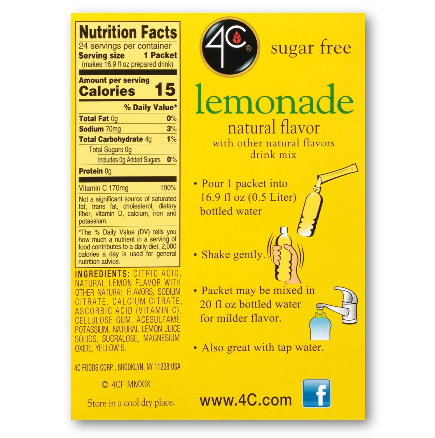 4C Powder Drink Mix Packets, Cranberry Pomegranate 1 Pack, 20 Count, Singles Stix On the Go, Refreshing Sugar Free Water Flavorings
