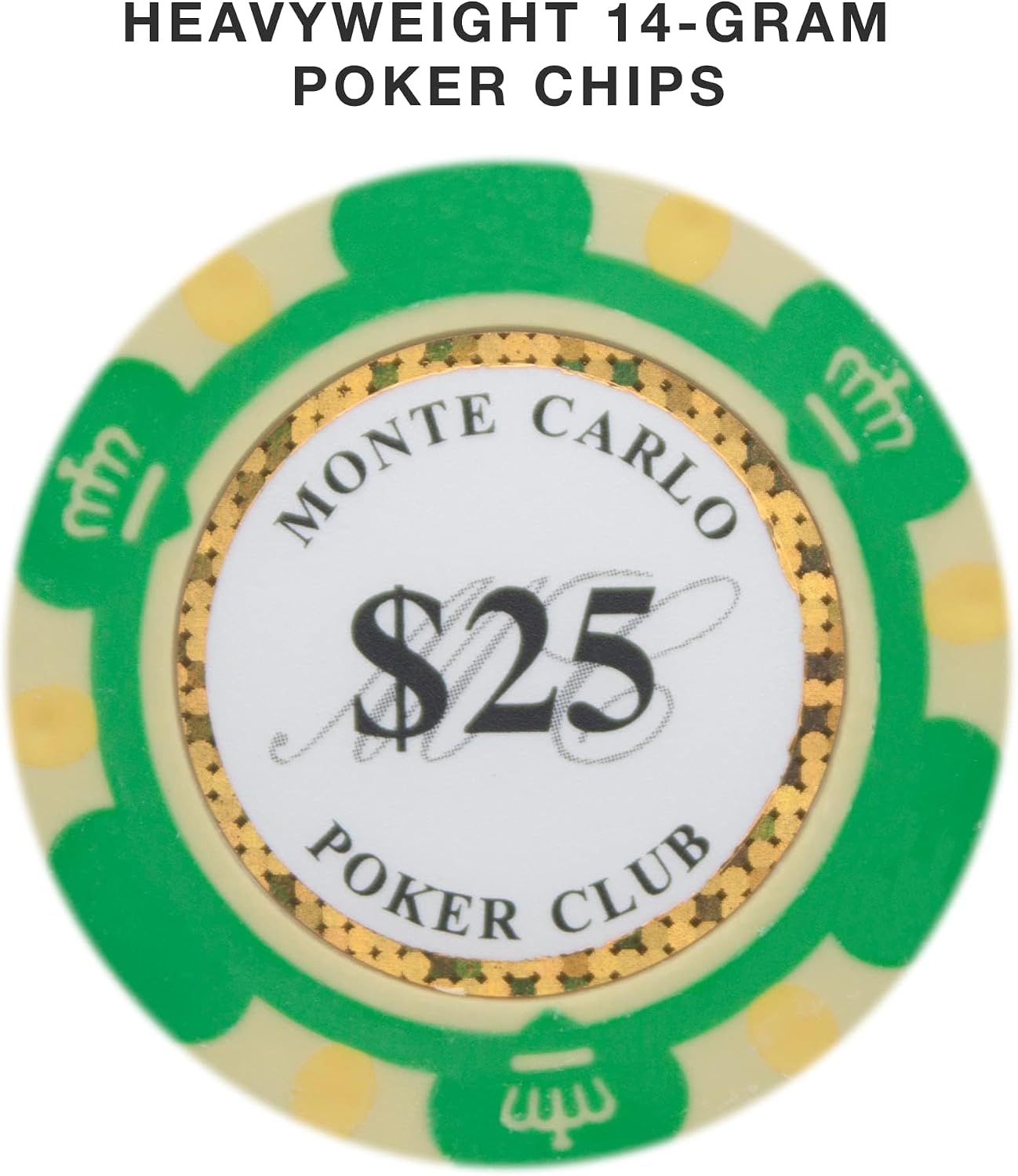 Brybelly Monte Carlo Premium Poker Chips (50-Pack) Heavyweight 14-Gram Clay Composite