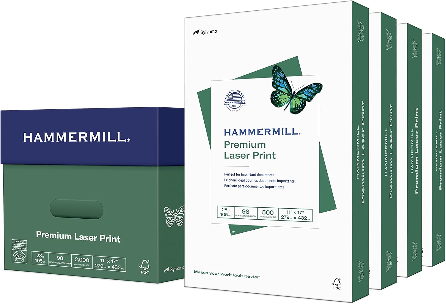 Hammermill Printer Paper, Premium Laser Print 32 lb, 8.5 x 11-98 Bright, Made in The USA, 104646R - 1 Ream (500 Sheets)