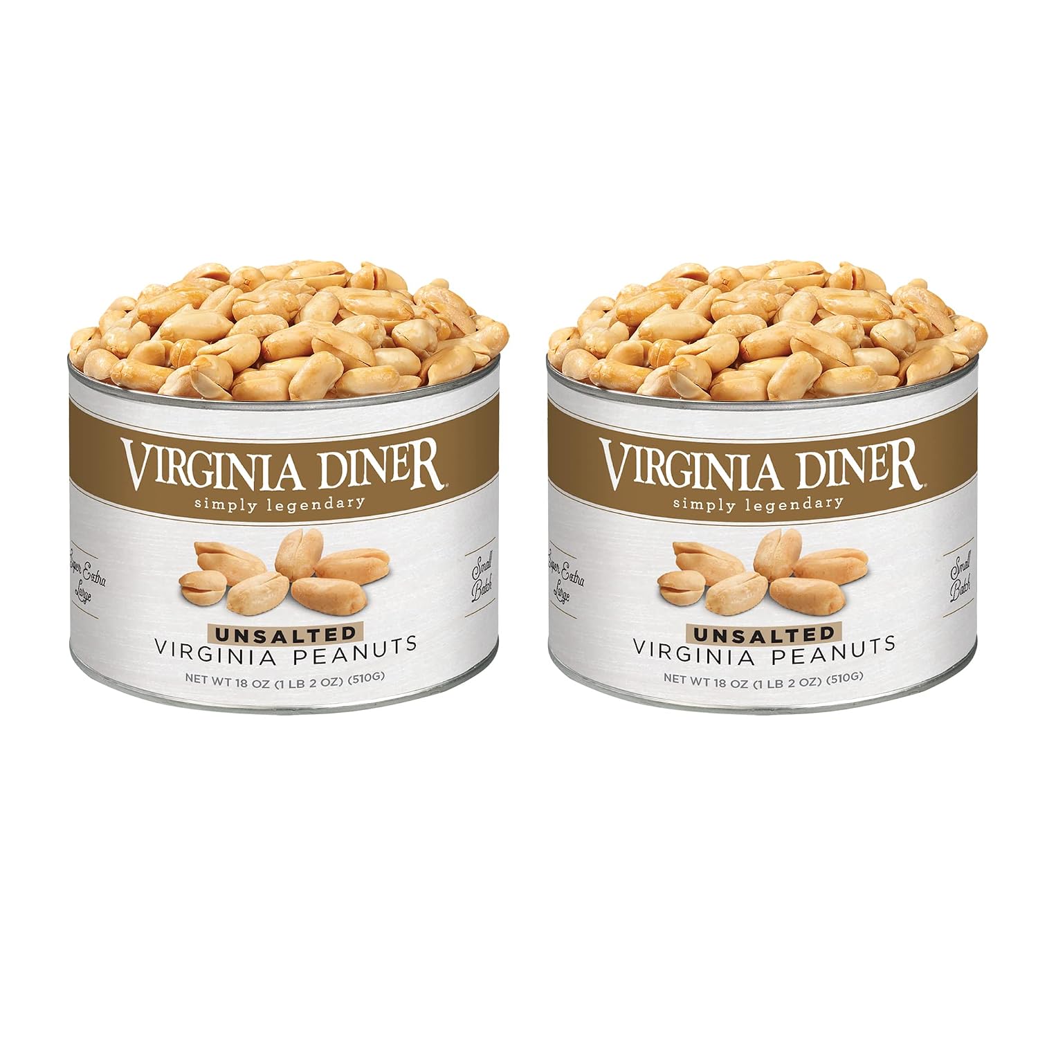 Virginia Diner Salted Virginia Peanuts - XL Gourmet Peanuts Non-GMO, Preservative Free Gifts from Virginia Since 1929-18 Oz Can