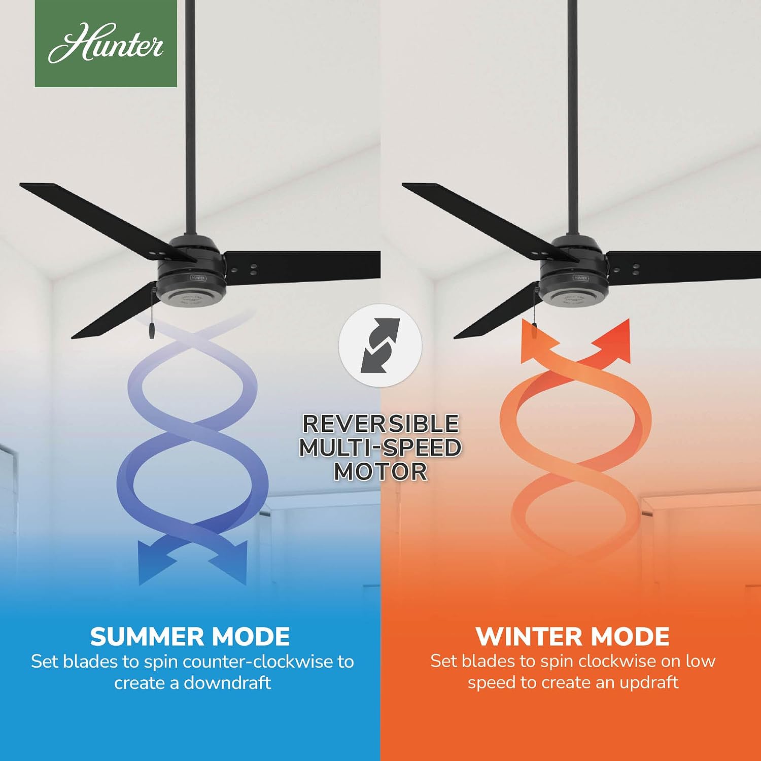 Hunter Cassius, Outdoor or Indoor, Ceiling Fan, 44 inch, Matte Black