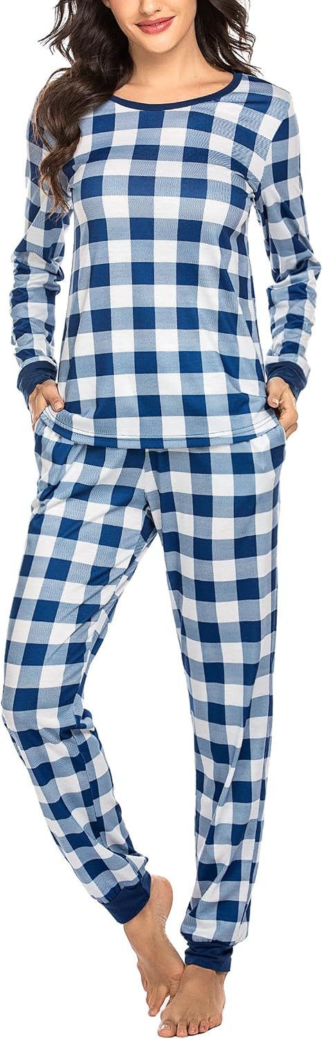 Ekouaer Womens Pajamas Sets Long Sleeve Tops with Jogger Pants
