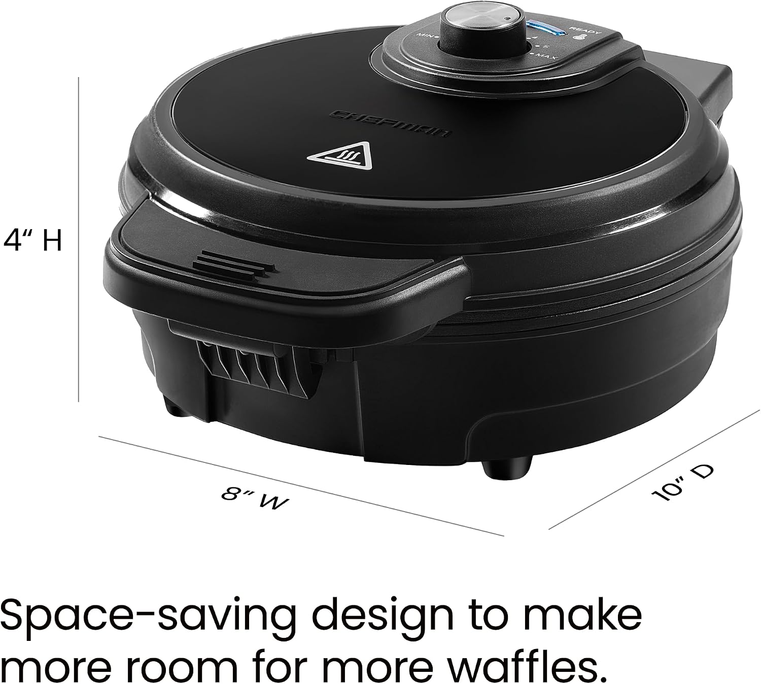 Chefman Rotating Belgian Waffle Maker, 180° Flip Iron w/ Non-Stick Plates, Adjustable Timer, Locking Lid, & Drip Plate, Space Saving Storage, Mess-Free Breakfast, Stainless Steel/Black