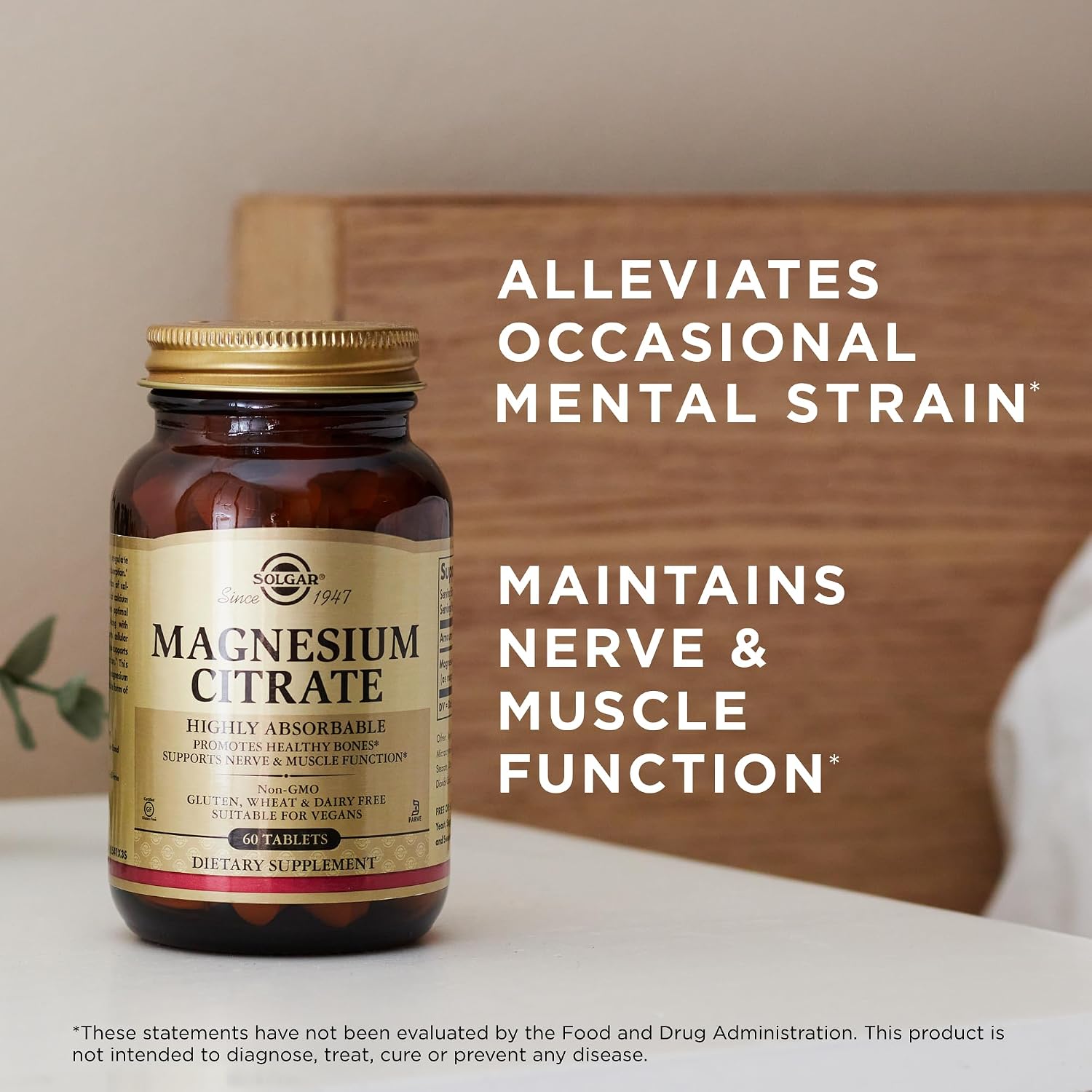 Solgar Magnesium Citrate, 120 Tablets - Promotes Calm, Non-GMO, Gluten Free | Supports Muscle Function and Relaxation, Gluten Free - 120 Tablet Serving