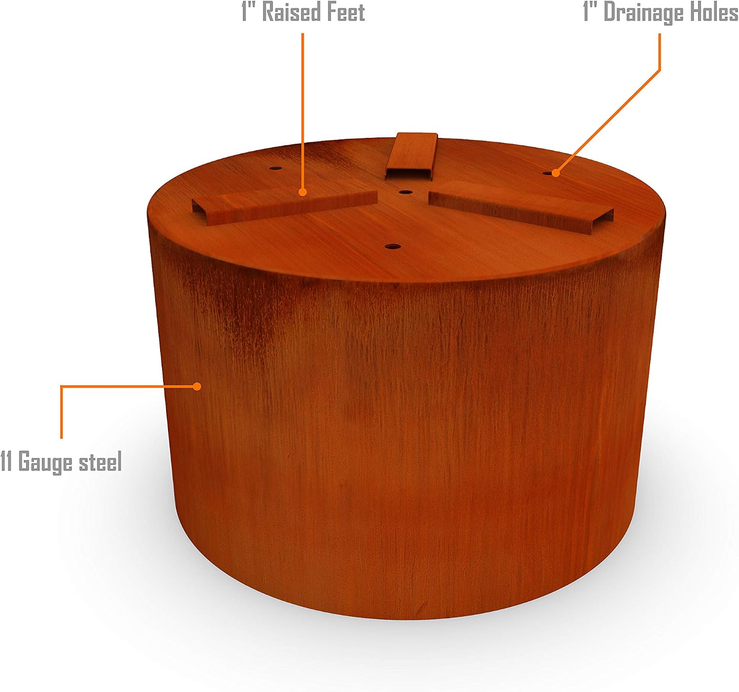 Plantercraft Large Round Planters for Outdoor Plants - 24 Inch Corten Steel Planter for Patio