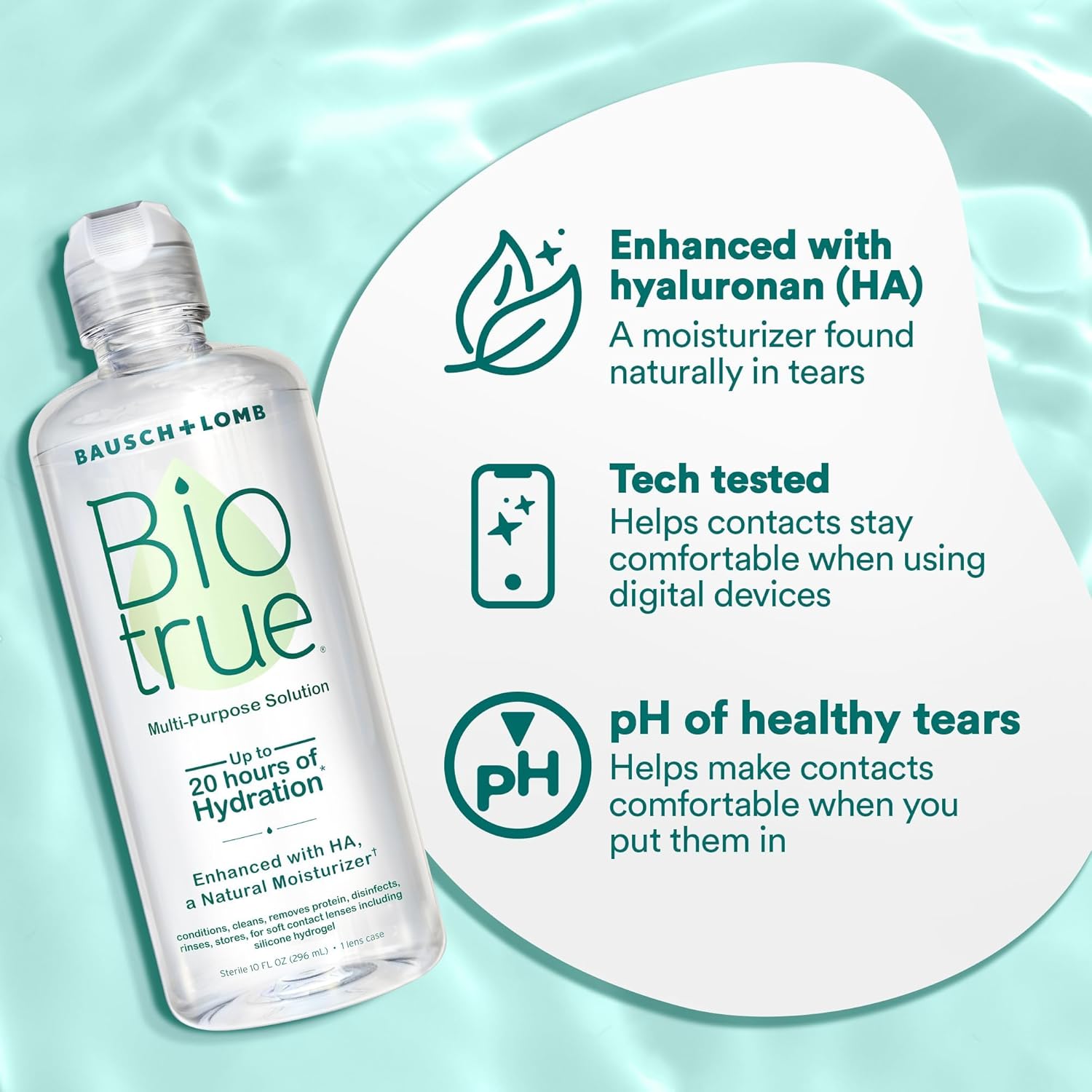 Biotrue Contact Solution, Multi-Purpose Solution with Lens Case, Cleans, Conditions, Hydrates, Disinfects, Removes Protein, Dirt & Debris
