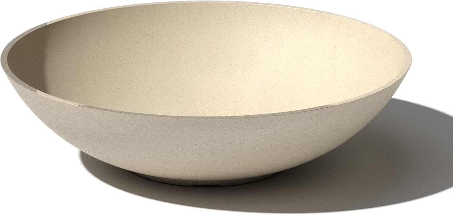 Veradek Mason Series Lane Bowl - Large Outdoor Bowl Planter | Made From a Durable Plastic-Stone Composite With Pre-Drilled Drainage Holes. Modern Patio/Tabletop Décor