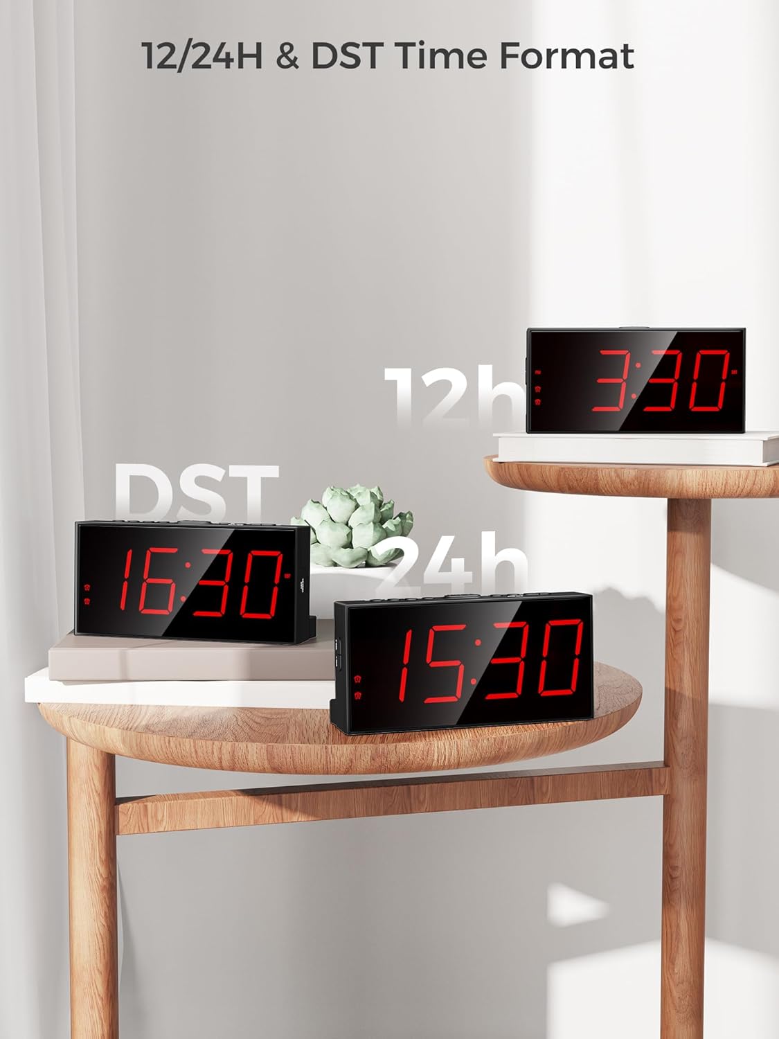 Digital Alarm Clocks for Bedrooms, Dual Alarms, 7.5-Inch Large Display