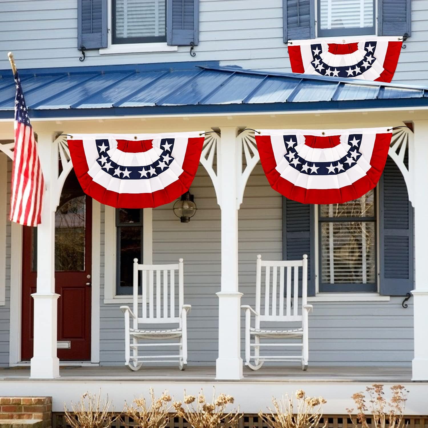 3 Pack USA 250th Anniversary American Pleated Fan Flag 4th of July Decorations