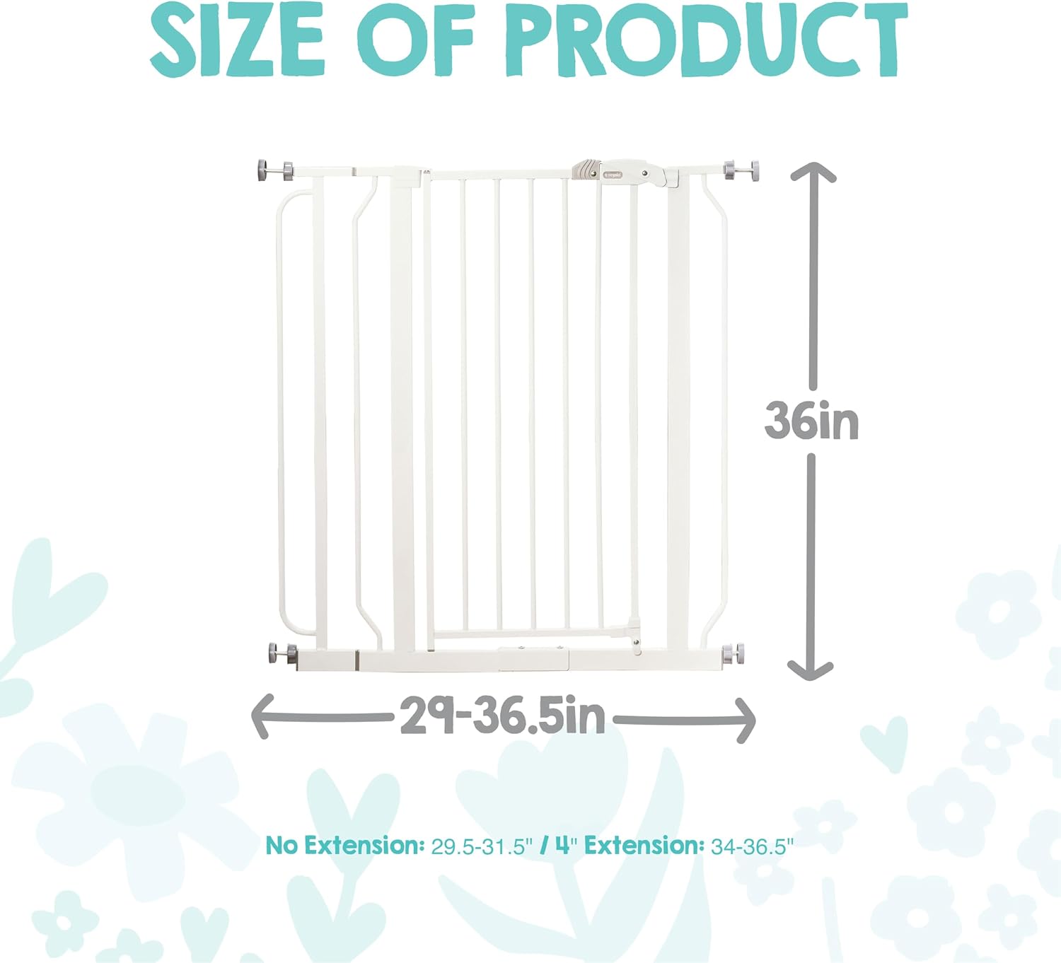 Regalo Safety 29"-49" Extra Wide Baby Gate, Bottom of Stairs & Doorways | Pressure Mounted with Door, For Babies, Toddlers & Pets, White, Tested & Trusted for 30 Years