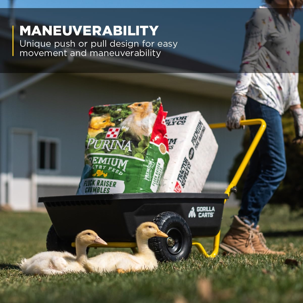 Gorilla Carts Poly Dump Cart, 2-Wheel Garden Wagon, 4 Cu Ft, 300lb Capacity