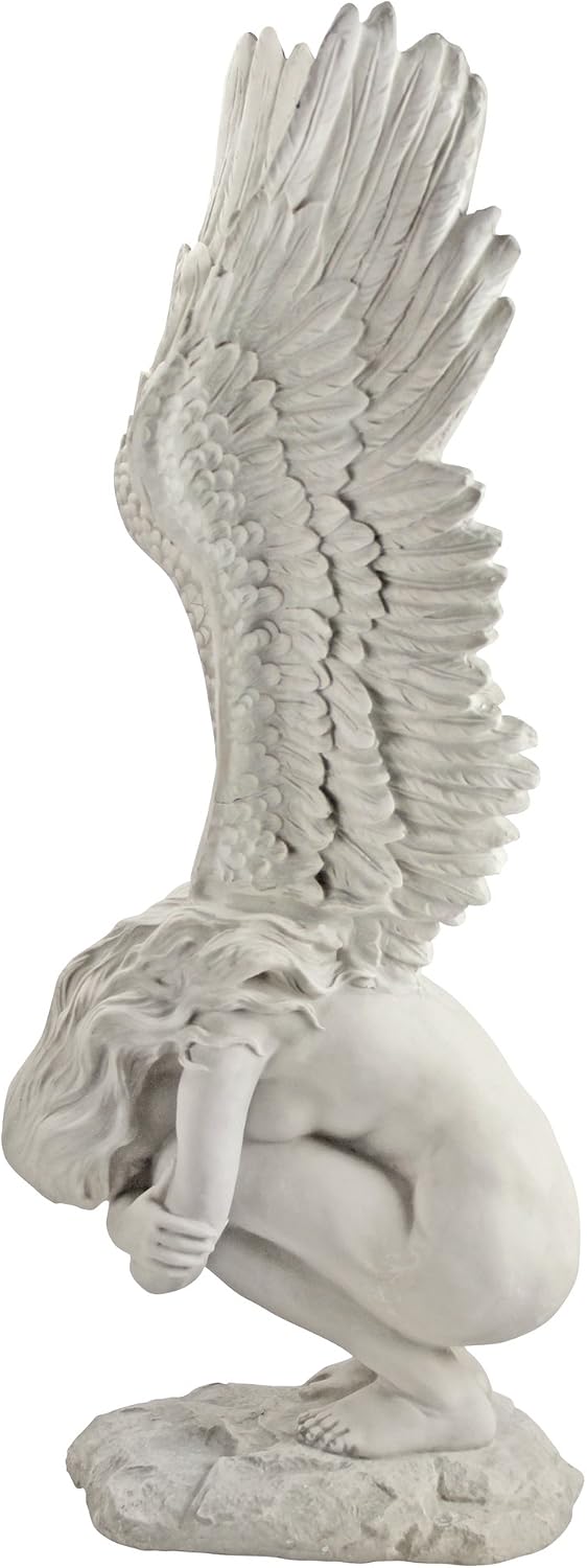 Design Toscano Remembrance and Redemption Angel Religious Indoor/Outdoor Garden Statue, From Base to Top of the Wings Nearly 3 feet tall! Tall, Cast Stone Resin, Antique Stone Finish