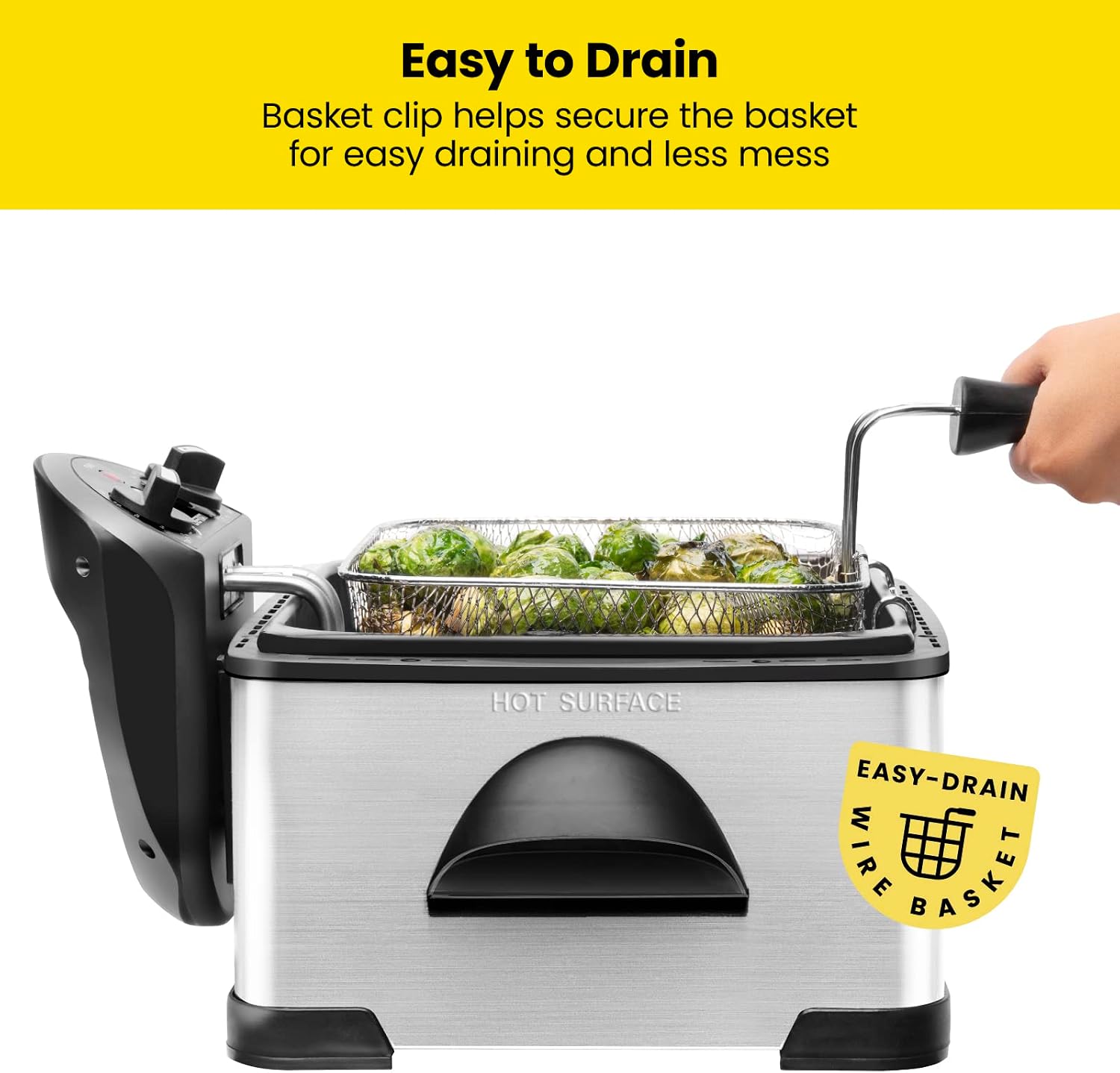 Chefman 4.5 Liter Deep Fryer w/Basket Strainer, XL Jumbo Size, Adjustable Temperature & Timer, Perfect for Fried Chicken, Shrimp, French Fries
