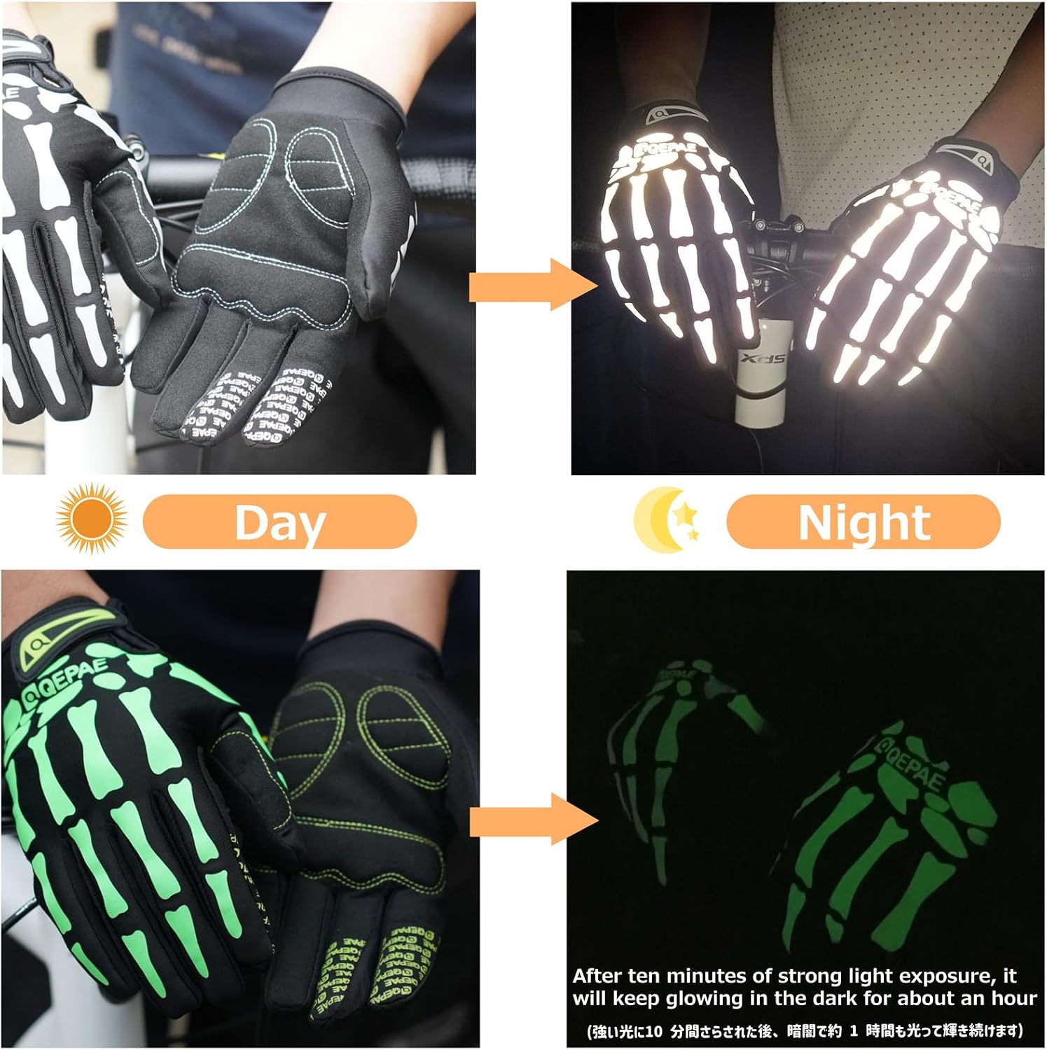 Azarxis Skeleton Gloves Adjustable Lightweight Racing Skull Sports Work Bone Gloves Anti-Slip Breathable for Men & Women Motorcycle, Cycling, Biking