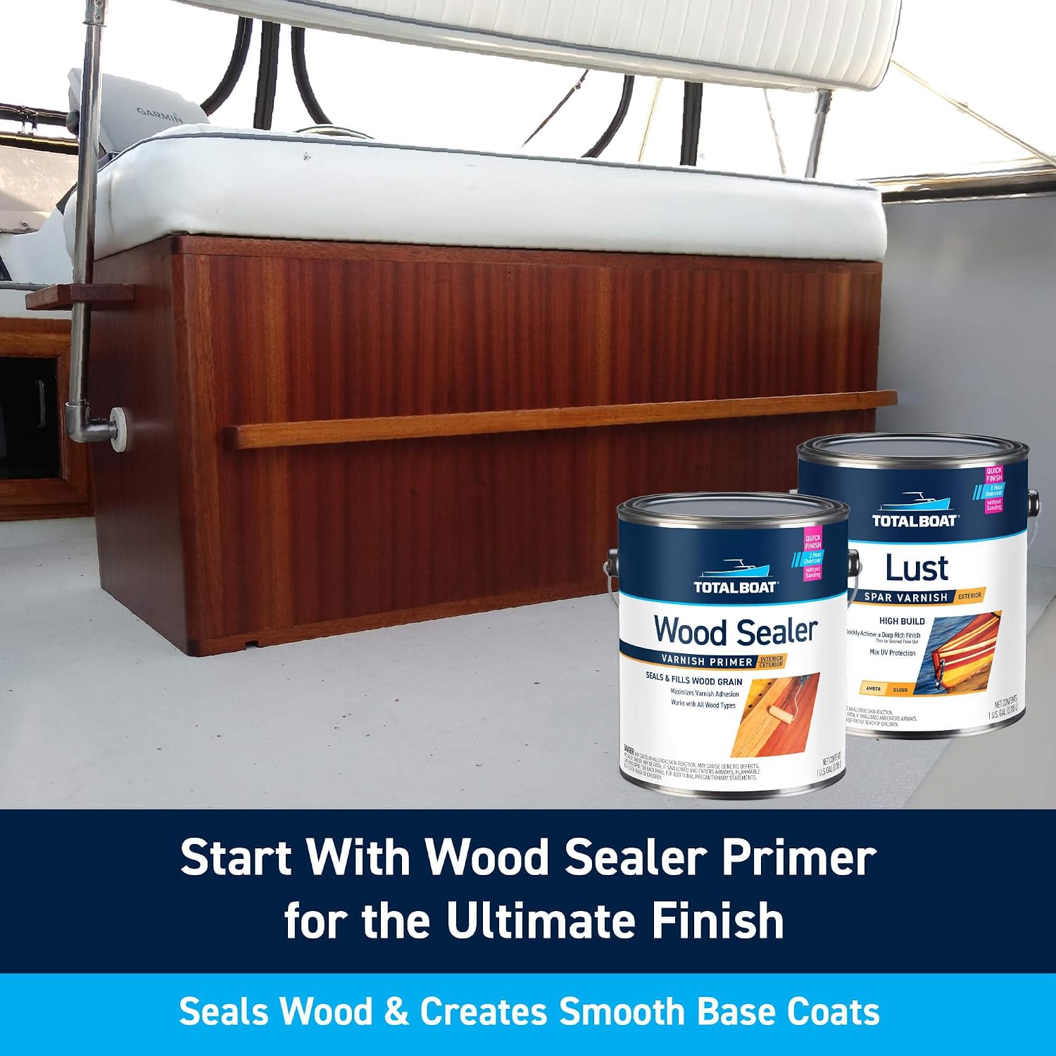 TotalBoat Lust Marine Spar Varnish for Boats & Wood - High Gloss Quart | Oil-Based Polyurethane Finish; High Build; UV Inhibitors; Wooden Boats, Yacht Brightwork, Furniture & Interior/Exterior Wood
