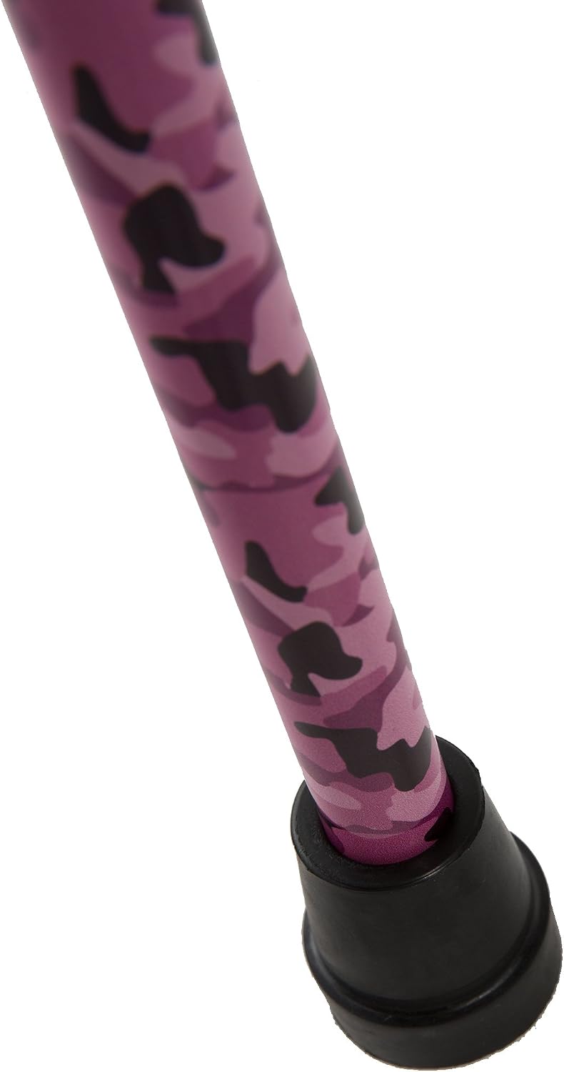 PCP Adjustable Cane, Offset Handle, Foam Grip, Wrist Strap, Lightweight Aluminum, Hunter Camouflage Pattern