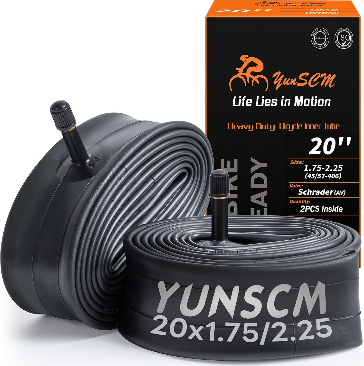 2-PCS 20" Heavy Duty Bike Tubes 20x1.75/1.95/2.10/2.125/2.25 Premium Butyl 20" Bicycle Inner Tubes Compatible with 20 x 1.75-2.25 Kids, Road, BMX