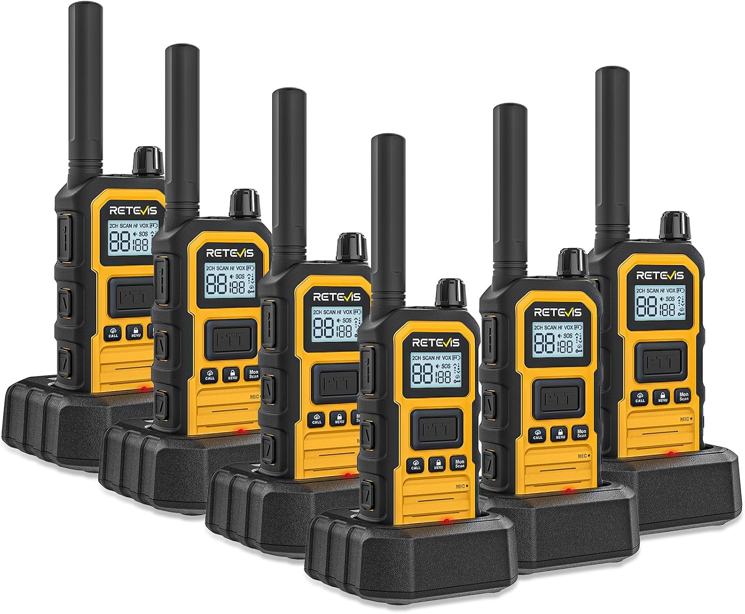 Retevis RB48 Plus Waterproof Walkie Talkies Long Range,GMRS Radios (6 Pack) | with 6-Way Charger,Heavy Duty,Rechargeable Two Way Radios,Connected Repeater,Dustproof,Shock Resistant,NOAA,Emergency Radios