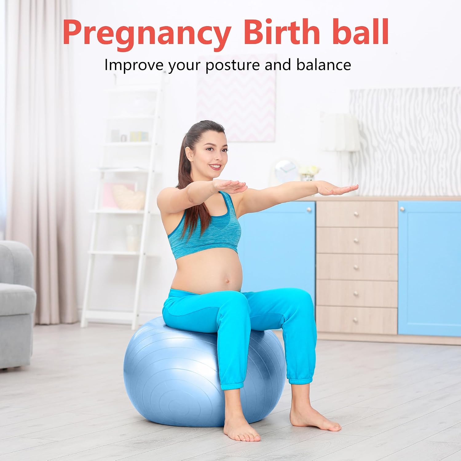 Primasole Exercise Ball for Balance Stability Fitness Workout Yoga Pilates at Home Office & Gym Birthing Ball for Pregnancy, Office Ball Chair