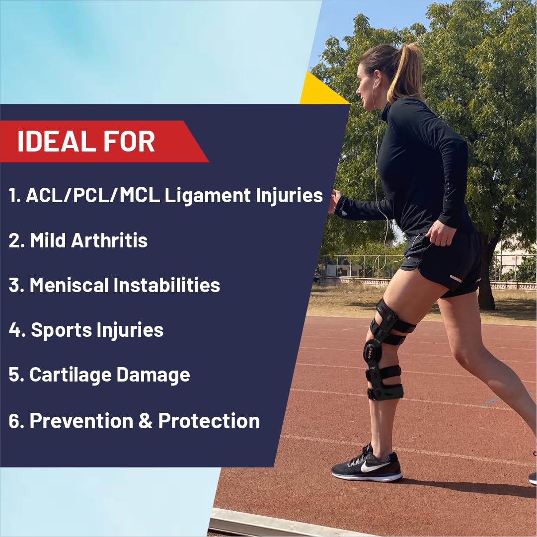 Knee Brace for Women & Men for Acl/Pcl/Mcl, Meniscus Tear, Ligament/Sports Injuries, Arthritis (OA), Knee Joint Pain Relief & Support (Black, Size-3) CHECK SIZE CHART FOR BEST FIT (PIC 2&3)