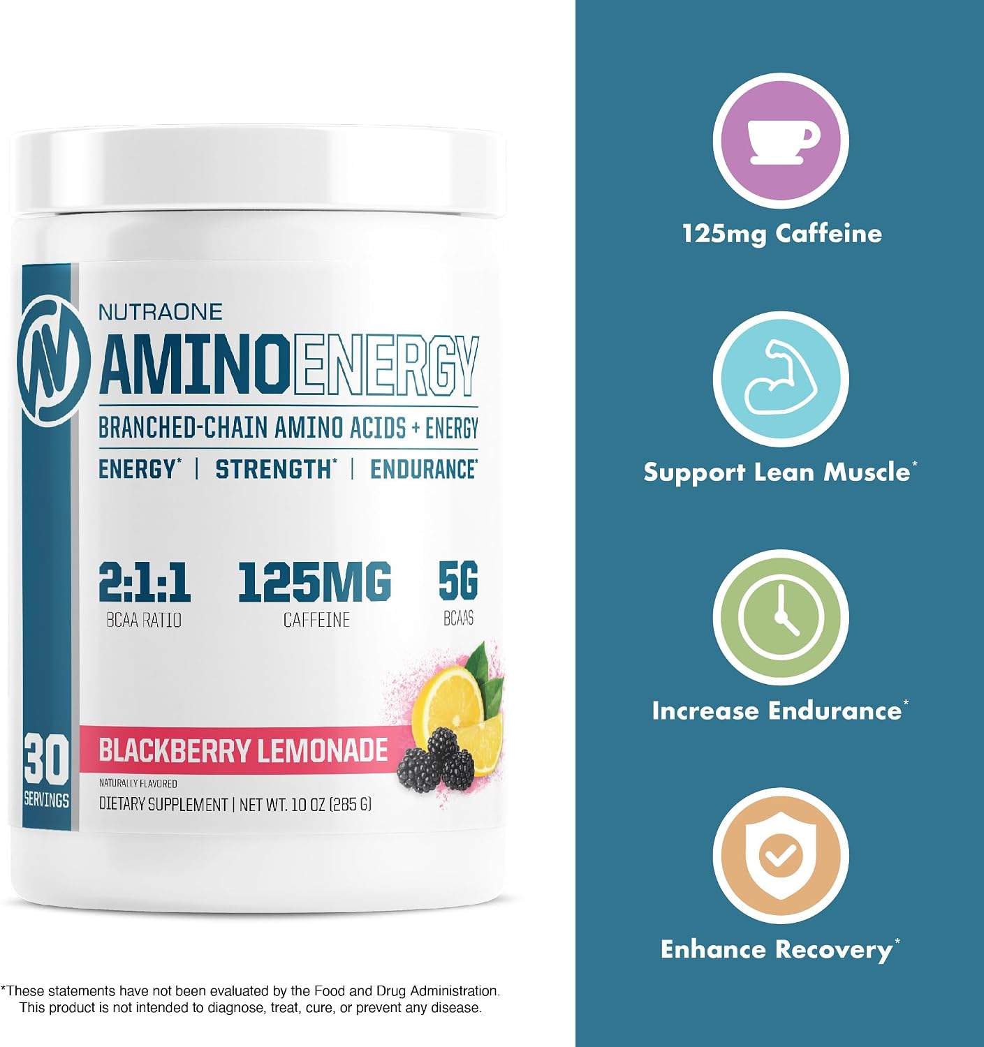 NutraOne Amino Energy BCAA Powder Pre-Workout Supplement with Caffeine Branched Chain Amino Acids to Help Fuel and Recover* (Strawberry Watermelon