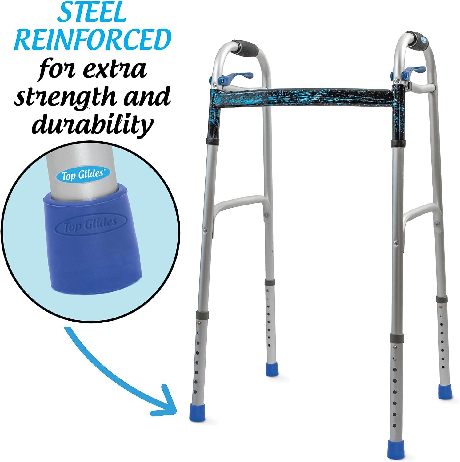 Steel-Reinforced Walker Glide Tips (Gray, 1 1/8")