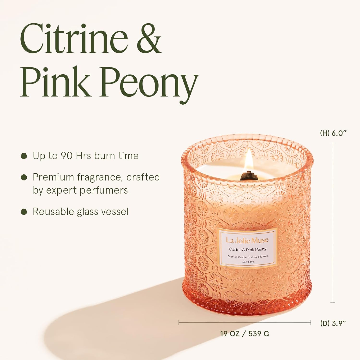 LA JOLIE MUSE Starlit Fir Pine Scented Candles for Home,19 oz Natural Soy