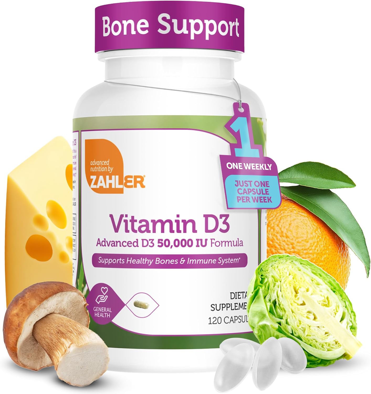 Zahler - Advanced Vitamin D3 50000 IU capsules (120 Count) Kosher Vegetarian Friendly Vitamin D for Immune Support, Bone