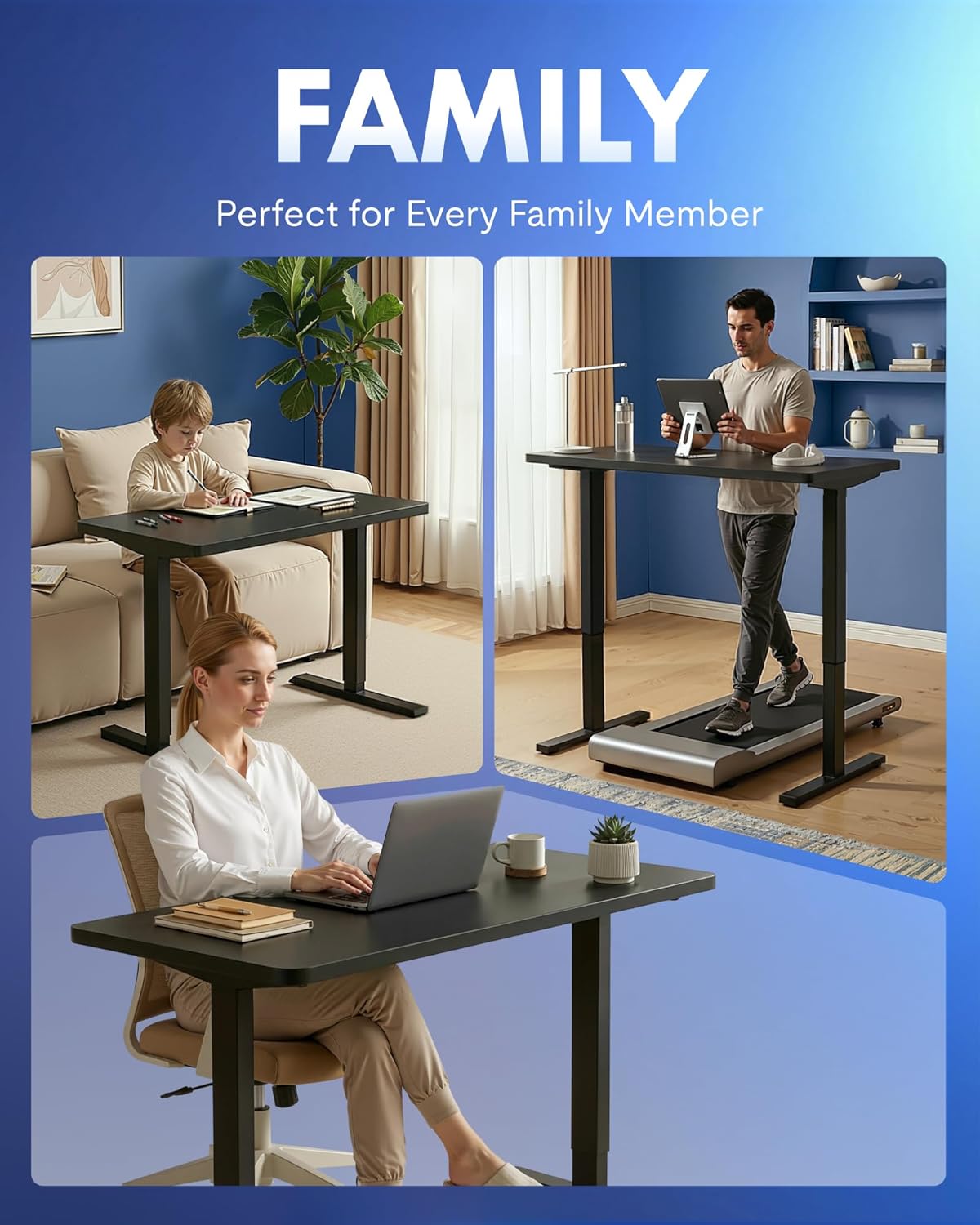 FLEXISPOT EN1 One-Piece Standing Desk, Electric Adjustable with 4 Memory Presets, 176 LBS Capacity, Stable & Quiet
