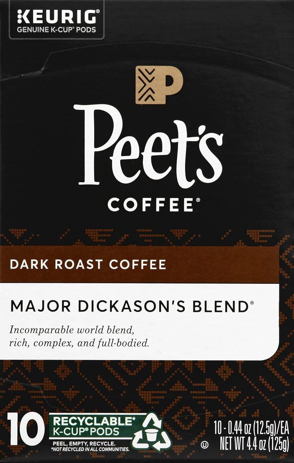 Peet's Coffee, Dark Roast Keurig K-Cup Pods, 100% Arabica Coffee - Major Dickason's Blend 32 Count (1 Box of 32 K-Cup Pods)