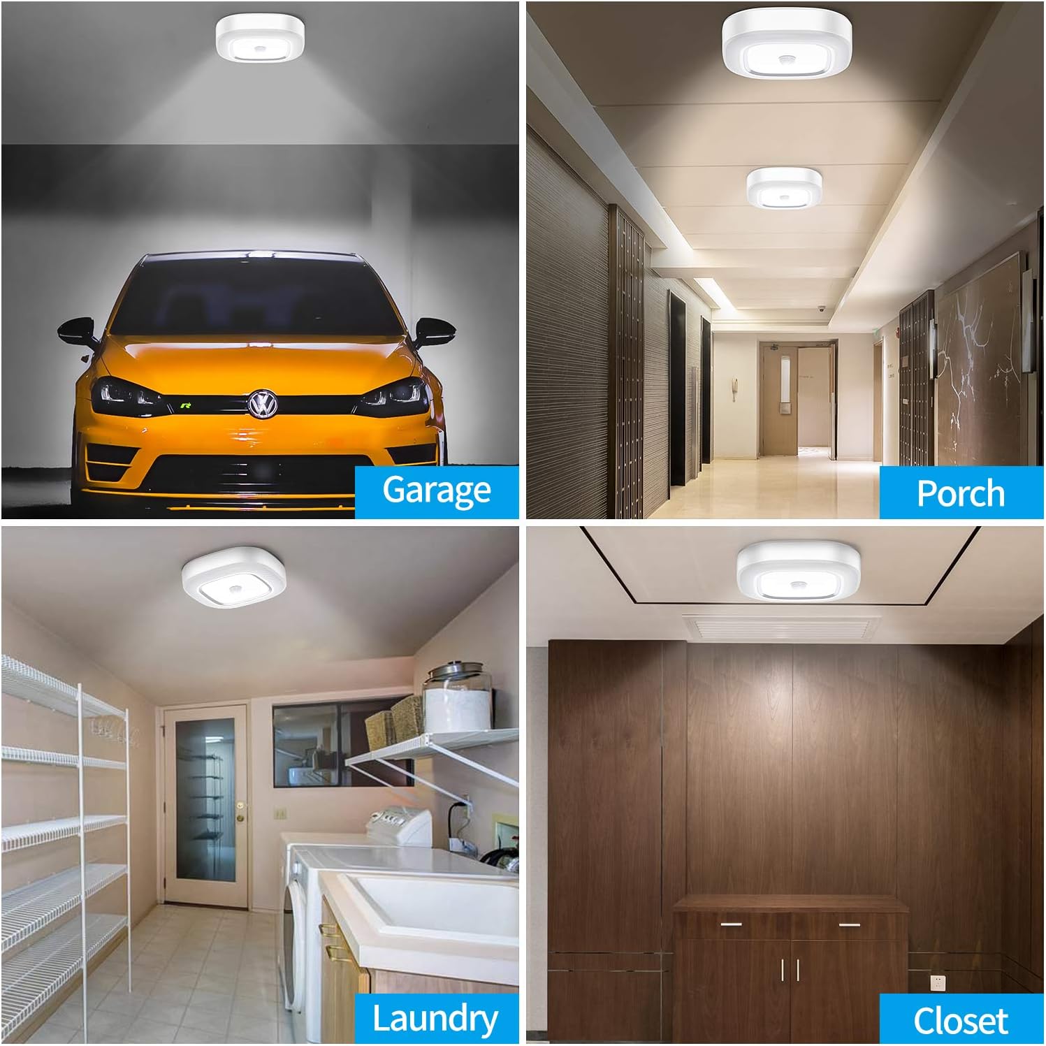 Motion Sensor LED Ceiling Light Battery Operated, Wireless 300LM Indoor