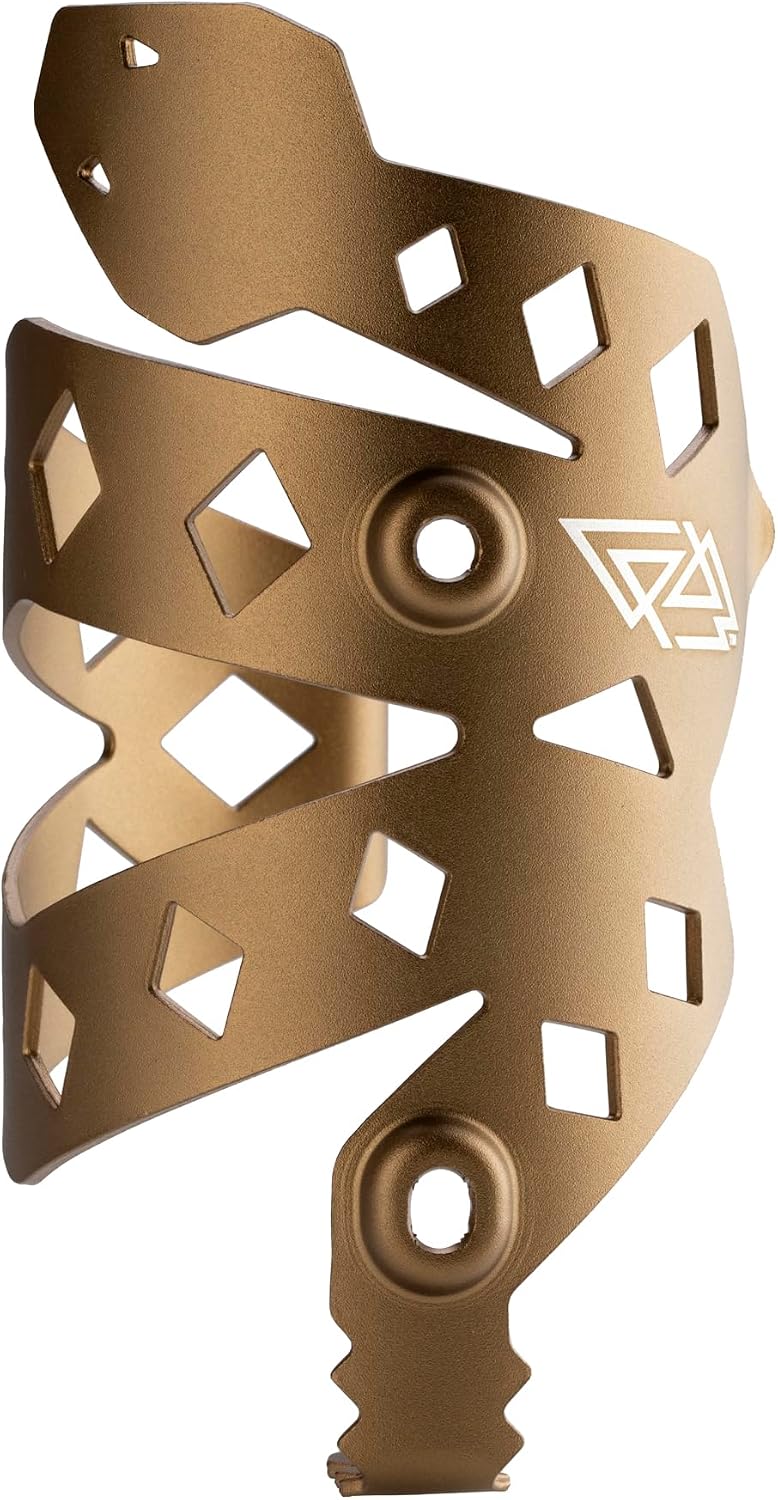 Portland Design Works Water Bottle Cage - Lightweight Water Bottle Holder for Bikes, Owl Cage, Black/Gold