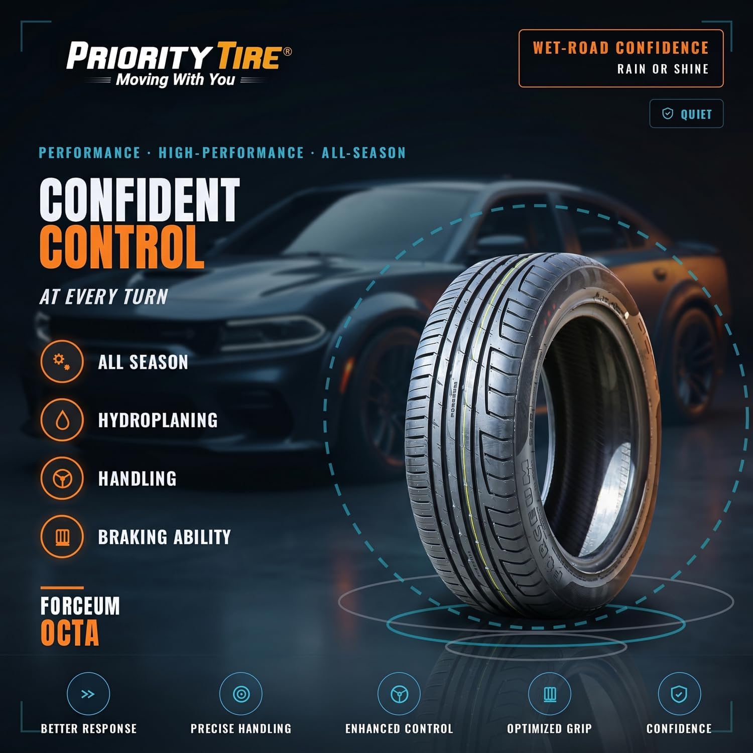 Forceum Octa All-Season High Performance Radial Tire-215/55R17 215/55ZR17 98W XL | Passenger High Performance All Season Traction 98W Rated Extra Load Radial Construction Black Sidewall Tire