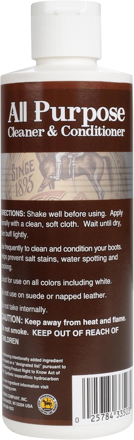 Fiebing's Leather Cleaner & Conditioner (8 oz) - All Purpose Wax-Free Color Safe Formula Protects & Strengthens All Leather - Prevents Molding