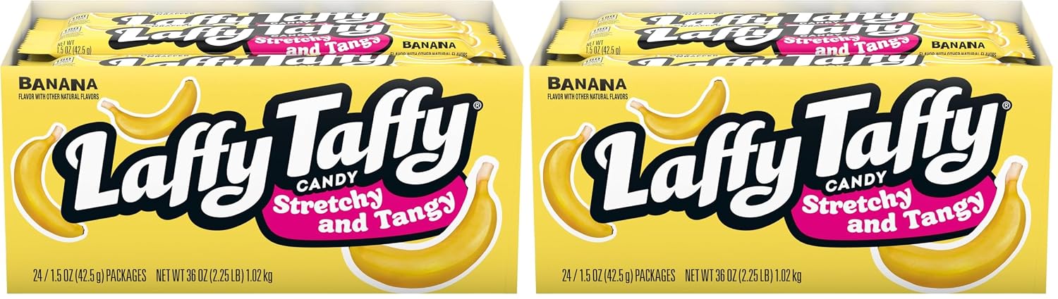 Laffy Taffy Variety Box, Grape Watermelon Cherry Chewy Candy, 1.5 oz, 24 Ct | Grape, watermelon, cherry stretchy tangy taffy, individually wrapped, jokes on wrapper, lunchbox, sharing